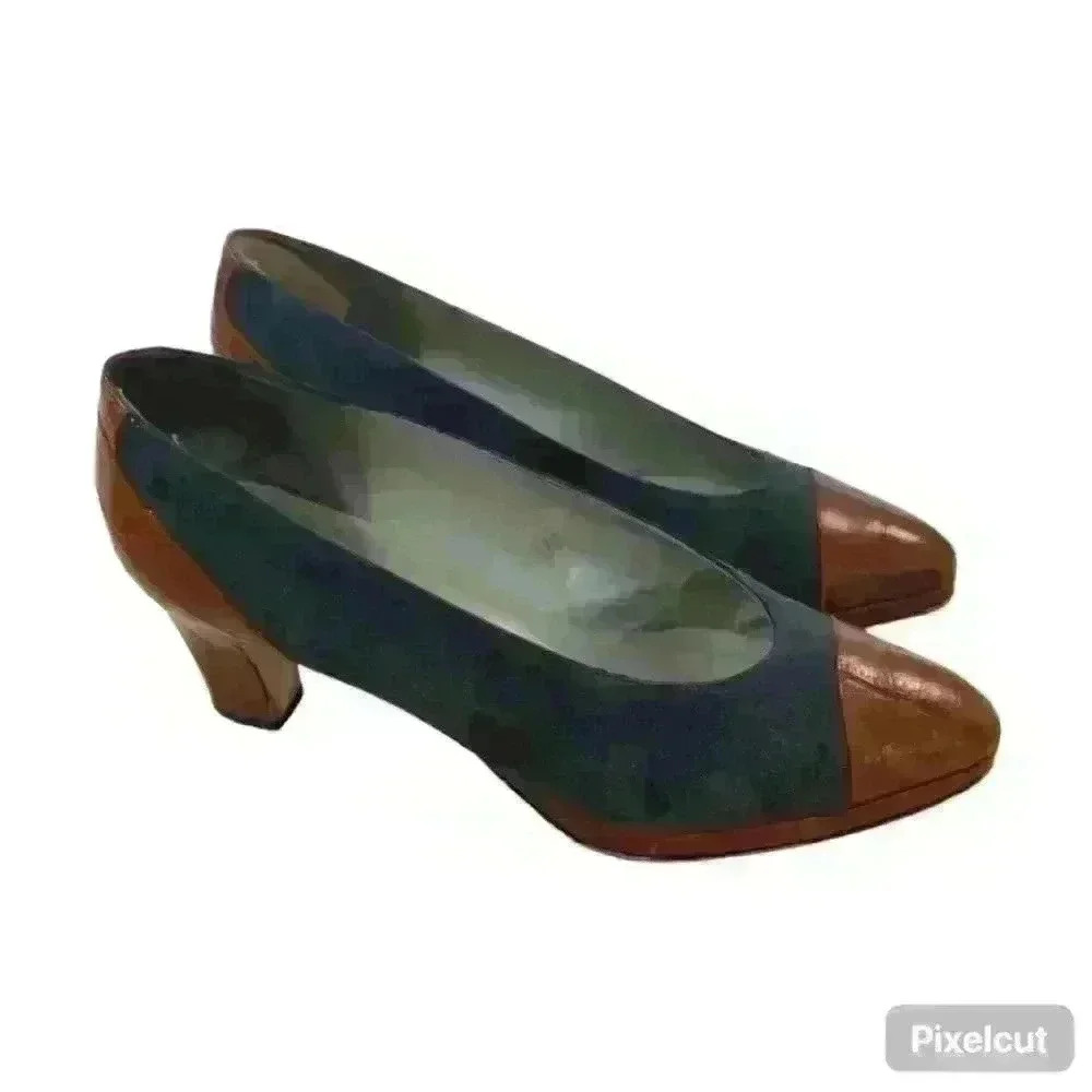 Liz Claiborne Suede Leather Reptile Pumps Women's 7.5 80's Vintage